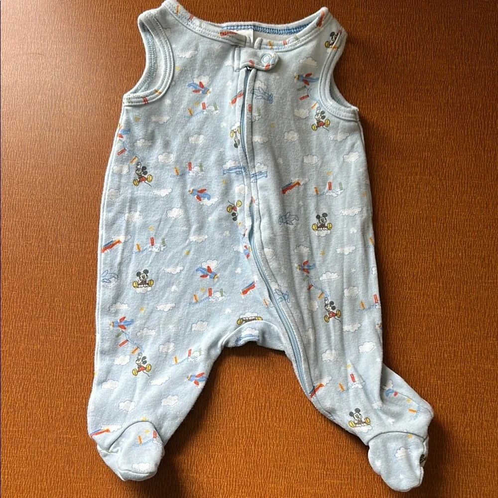 Vintage‎ Disney Light Blue Kids Footie with Playful Mickey Mouse Print